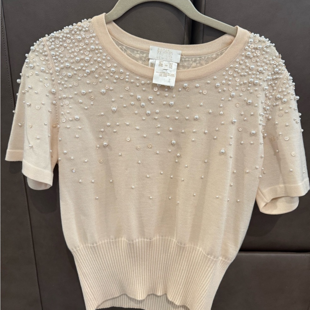 Escada Cream Embellished Short Sleeve T-Shirt
